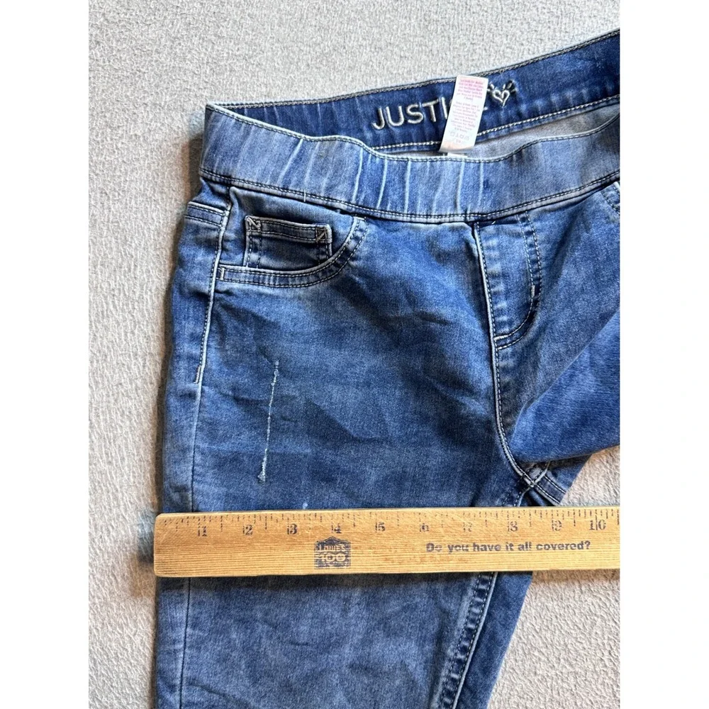 Justice Skinny Jeggings Jeans Girls 14 Medium Dark Wash Blue Denim‎ Released Hem